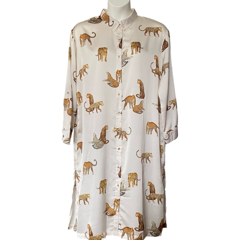 Umgee Plus Boutique Leopard Animal Print Midi Dress Champagne Size 2XL
